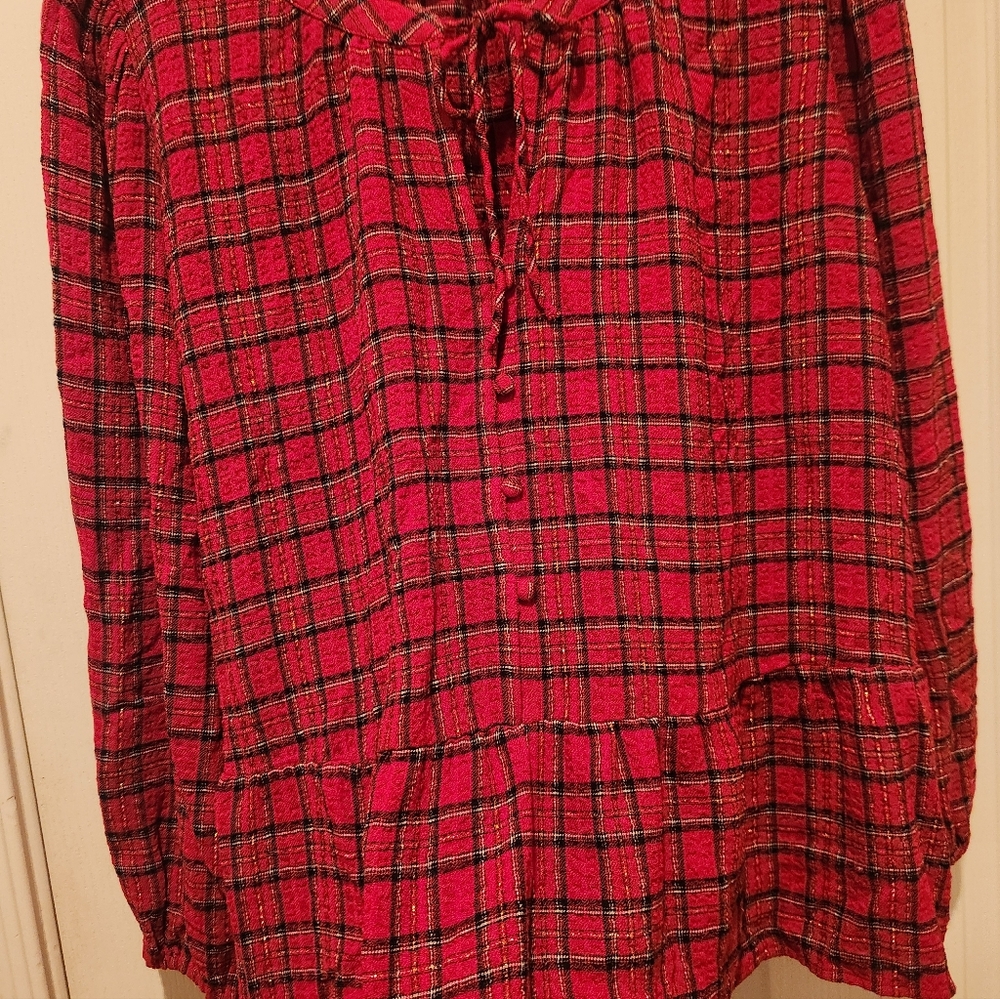 Red Plaid Women's Top